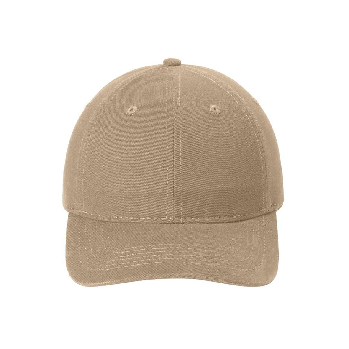no-logo Port & Company Brushed Twill Low Profile Cap-Headwear-Port & Company-Khaki-OSFA-Thread Logic