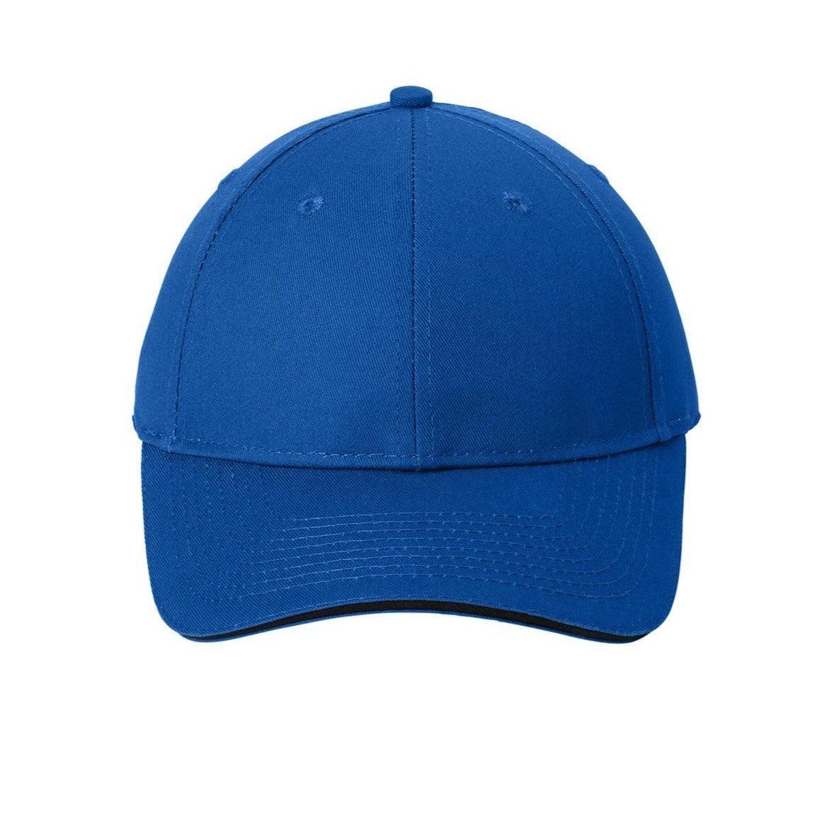 no-logo Port & Company Sandwich Bill Cap-Headwear-Port & Company-Royal/Black-OSFA-Thread Logic
