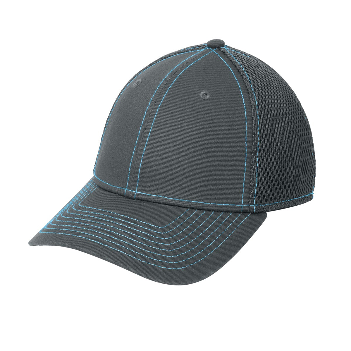 no-logo New Era Stretch Mesh Contrast Stitch Cap-Headwear-New Era-Graphite/Vice Blue-S/M-Thread Logic