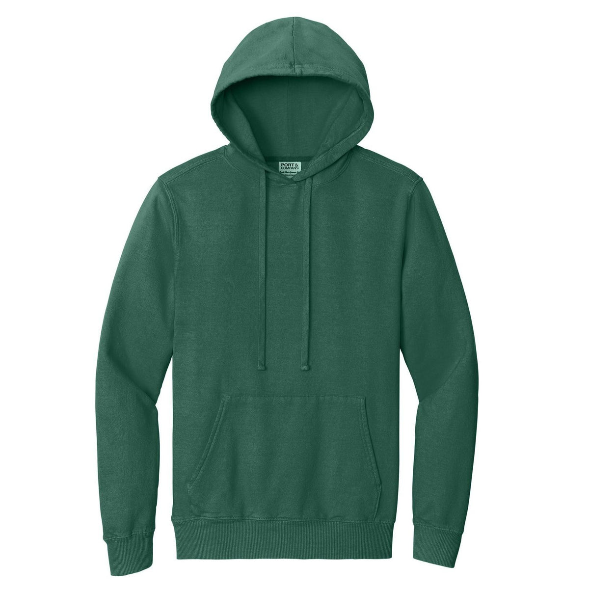 logo-left Port & Company Pigment-Dyed Pullover Hooded Sweatshirt-Hoodies-Port & Company-Nordic Green-S-Thread Logic