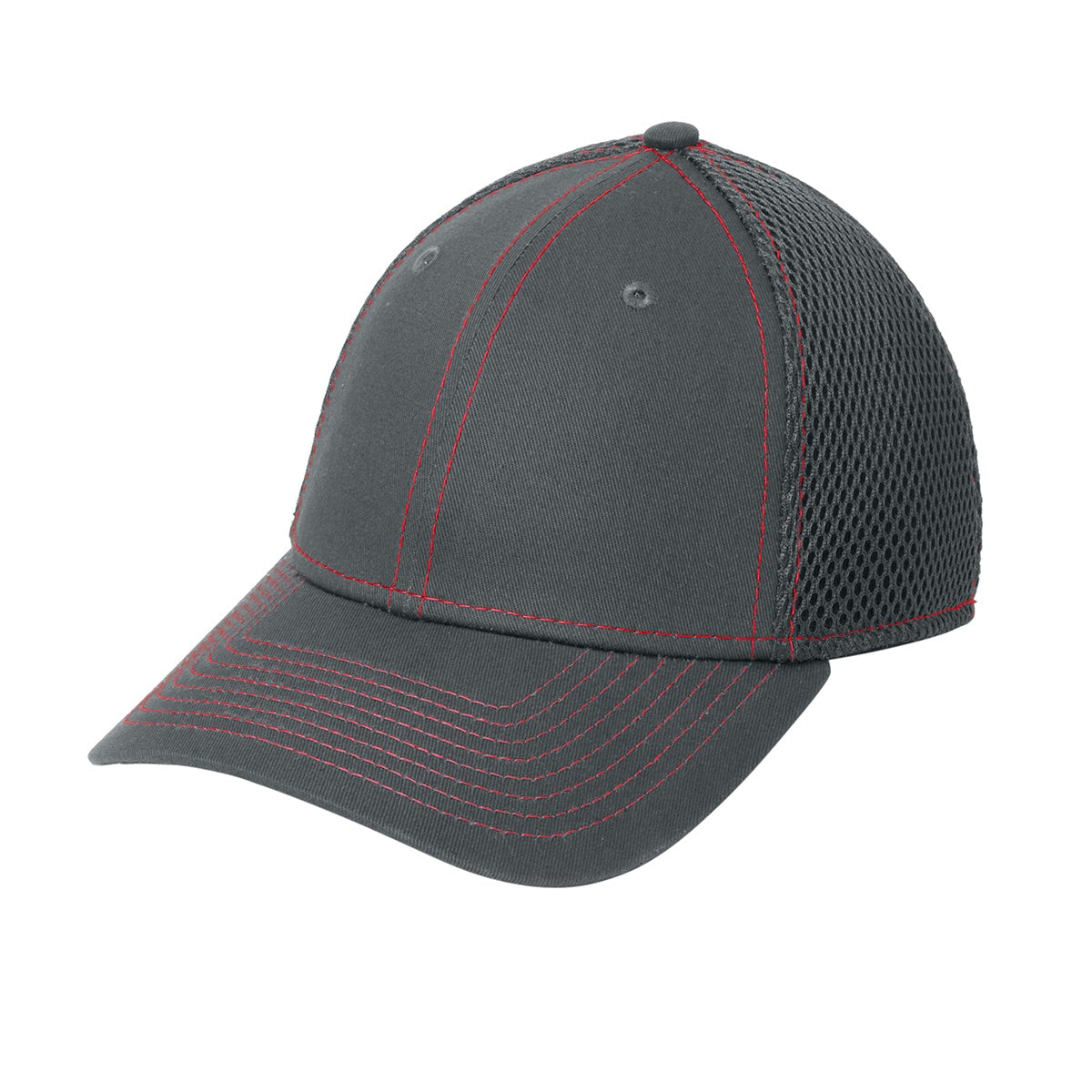 no-logo New Era Stretch Mesh Contrast Stitch Cap-Headwear-New Era-Graphite/Red-S/M-Thread Logic