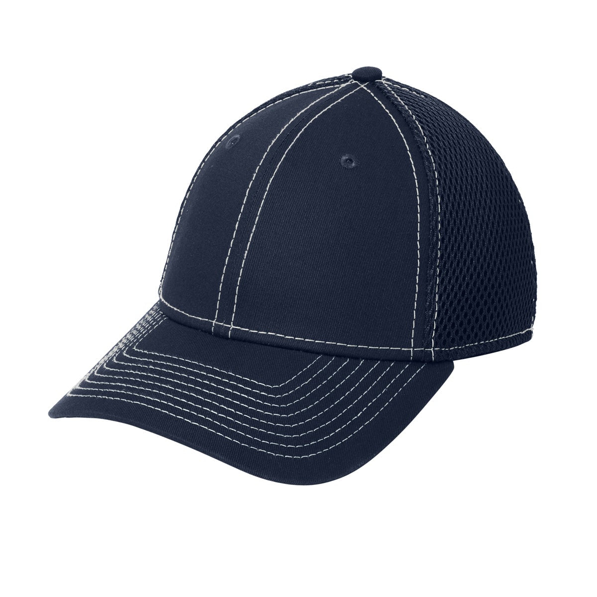 no-logo New Era Stretch Mesh Contrast Stitch Cap-Headwear-New Era-Deep Navy/White-S/M-Thread Logic