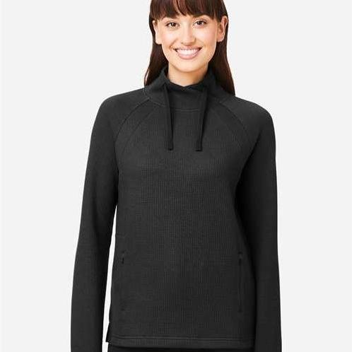 no-logo North End Ladies Rhythm Waffle Cross-Neck Pullover-North End-Thread Logic