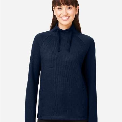 no-logo North End Ladies Rhythm Waffle Cross-Neck Pullover-North End-Thread Logic