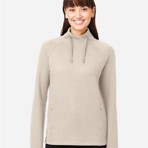 no-logo North End Ladies Rhythm Waffle Cross-Neck Pullover-North End-Thread Logic