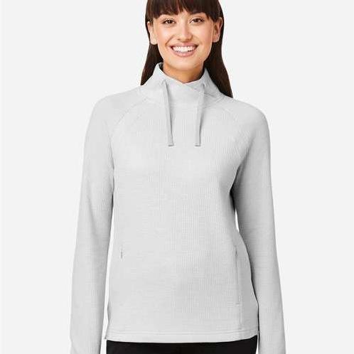 no-logo North End Ladies Rhythm Waffle Cross-Neck Pullover-North End-Thread Logic