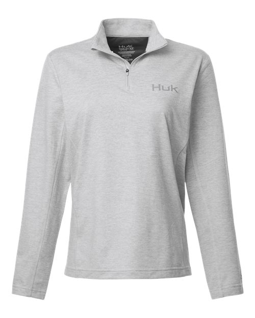 no-logo HUK WoColdfront+ Quarter-Zip Pullover-HUK-Harbor Mist Heather-XS-Thread Logic