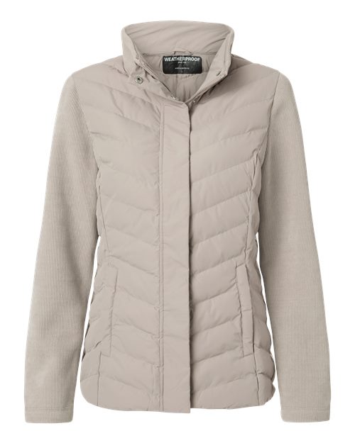 logo-left Weatherproof WoMixed Media Chevron Jacket-Weatherproof-Taupe-S-Thread Logic