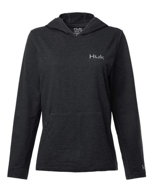 no-logo HUK WoColdfront+ Hooded Sweatshirt-HUK-Heather Black-XS-Thread Logic