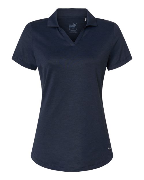 logo-left Puma Golf Womens Icon Heather Polo-Puma-Deep Navy Heather-S-Thread Logic