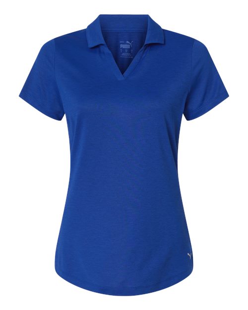 logo-left Puma Golf Womens Icon Heather Polo-Puma-Festive Blue Heather-S-Thread Logic