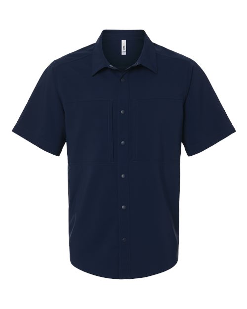 logo-left CORE365 UltraUVP Shoreline Short Sleeve Staff Shirt-CORE365-Classic Navy-S-Thread Logic
