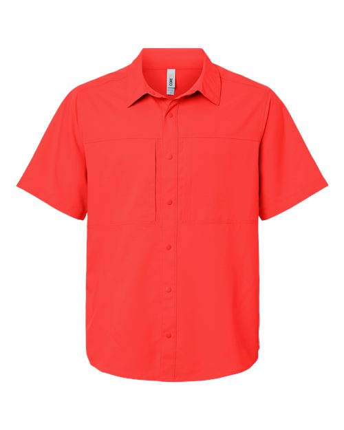 logo-left CORE365 UltraUVP Shoreline Short Sleeve Staff Shirt-CORE365-Marina Red-S-Thread Logic