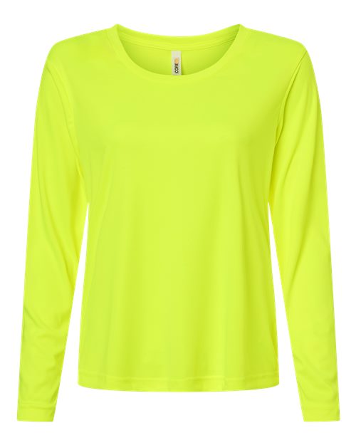 logo-left CORE365 WoCapital Performance Long Sleeve T-Shirt-CORE365-Safety Yellow-XS-Thread Logic