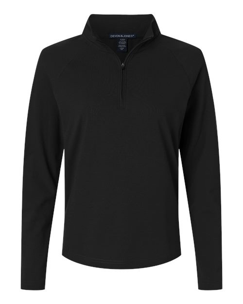 logo-left Devon & Jones WoSeaton Pebble Textured Quarter-Zip Pullover-Devon&Jones-Black-XS-Thread Logic