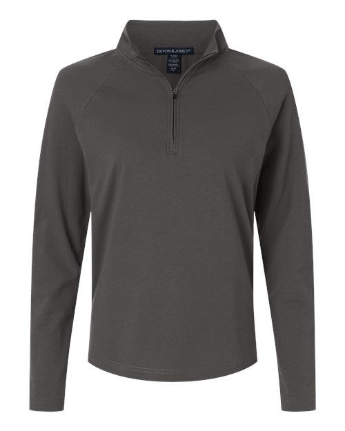 logo-left Devon & Jones WoSeaton Pebble Textured Quarter-Zip Pullover-Devon&Jones-Graphite-XS-Thread Logic