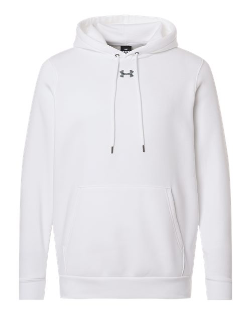 logo-left Under Armour Team Icon Fleece Hooded Sweatshirt-Under Armour-White/ Pitch Grey Medium Heather-S-Thread Logic