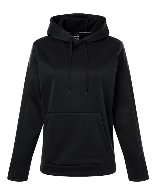 logo-left Under Armour WoArmour Fleece Pro Hooded Sweatshirt-Under Armour-Black/ White-XS-Thread Logic