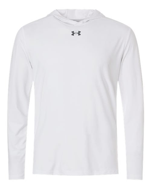 logo-left Under Armour Team Vanish Hooded Long Sleeve T-Shirt-Under Armour-White/ Pitch Grey-S-Thread Logic