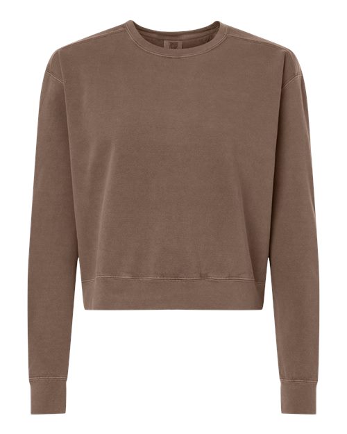 logo-left Comfort Colors WoGarment-Dyed Mid-Length Crewneck Sweatshirt-Comfort Colors-Espresso-S-Thread Logic