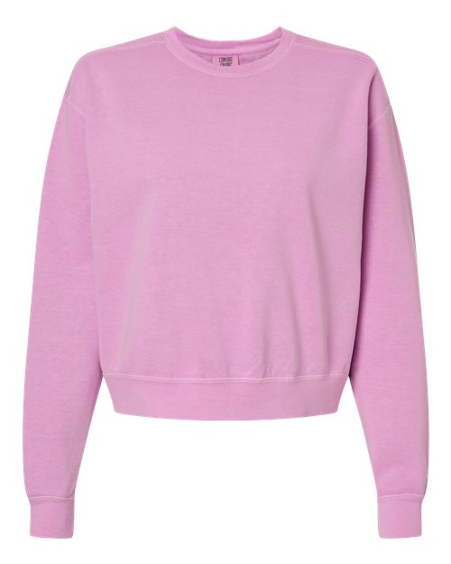 logo-left Comfort Colors WoGarment-Dyed Mid-Length Crewneck Sweatshirt-Comfort Colors-Rose Quartz-S-Thread Logic