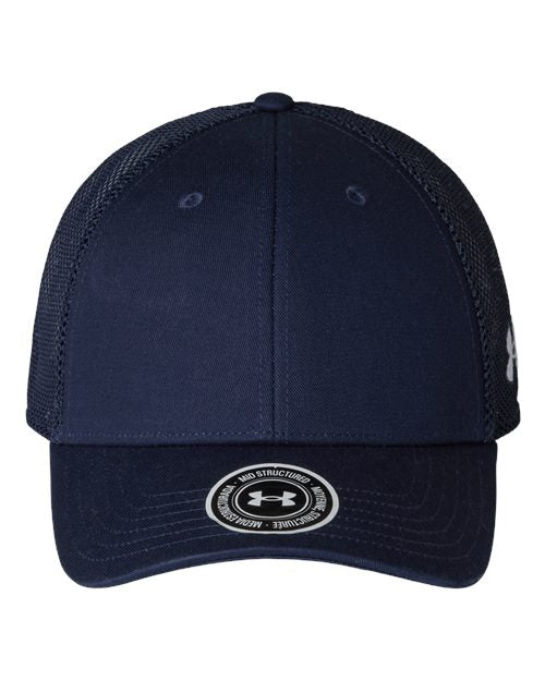 no-logo Under Armour Team Mid Trucker Cap-Under Armour-Midnight Navy/ Midnight Navy/ White-Adjustable-Thread Logic