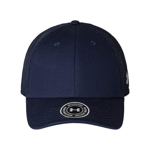 no-logo Under Armour Team Mid Trucker Cap-Under Armour-Midnight Navy/ Midnight Navy/ White-Adjustable-Thread Logic