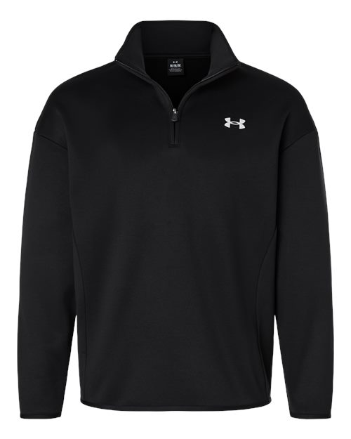 logo-left Under Armour Fleece Quarter-Zip Pullover-Under Armour-Black/ White-XS-Thread Logic