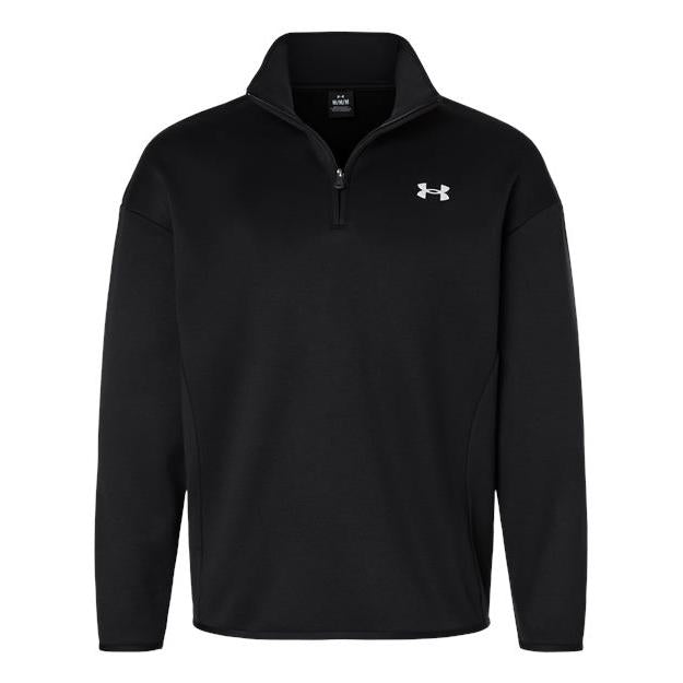 logo-left Under Armour Fleece Quarter-Zip Pullover-Under Armour-Black/ White-XS-Thread Logic