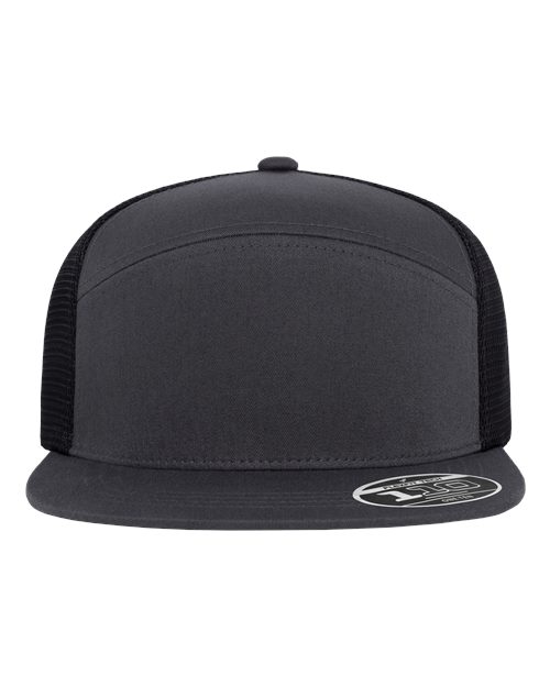 no-logo Flexfit 110 Mesh Arch Cap-Flexfit-Charcoal/ Black-Adjustable-Thread Logic