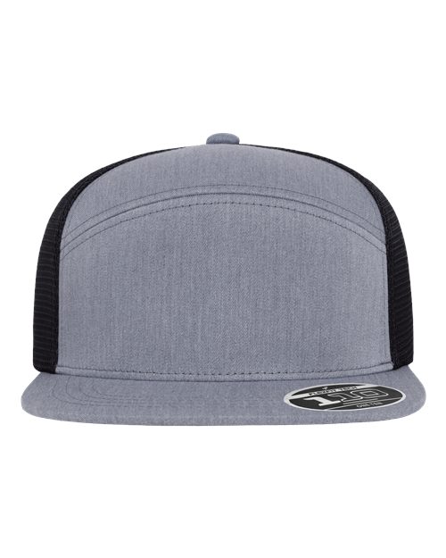 no-logo Flexfit 110 Mesh Arch Cap-Flexfit-Heather Grey/ Black-Adjustable-Thread Logic