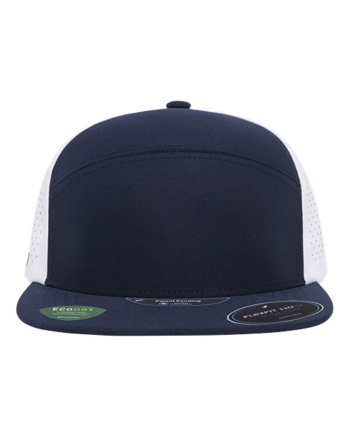 no-logo Flexfit 110 Premium Arch Perforated Cap-Flexfit-Navy/ White-Adjustable-Thread Logic