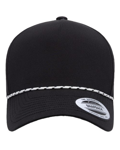 no-logo YP Classics Five-Panel Perforated Rope Cap-YP Classics-Black-Adjustable-Thread Logic