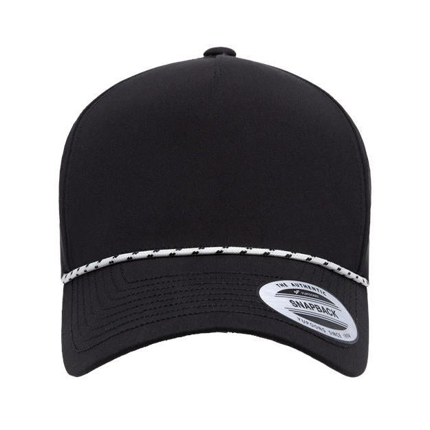 no-logo YP Classics Five-Panel Perforated Rope Cap-YP Classics-Black-Adjustable-Thread Logic
