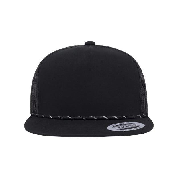 no-logo YP Classics Classic Five-Panel Trucker Rope Cap-YP Classics-Black-Adjustable-Thread Logic