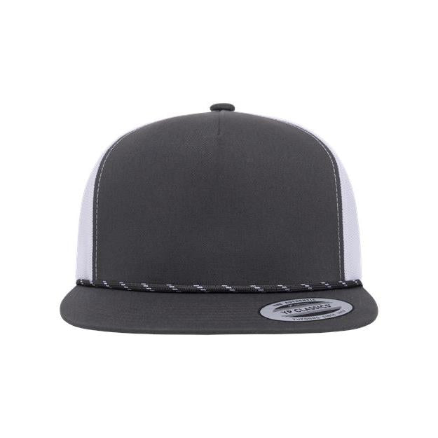 no-logo YP Classics Classic Five-Panel Trucker Rope Cap-YP Classics-Charcoal/ White-Adjustable-Thread Logic