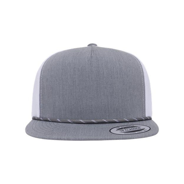 no-logo YP Classics Classic Five-Panel Trucker Rope Cap-YP Classics-Heather Grey/ White-Adjustable-Thread Logic