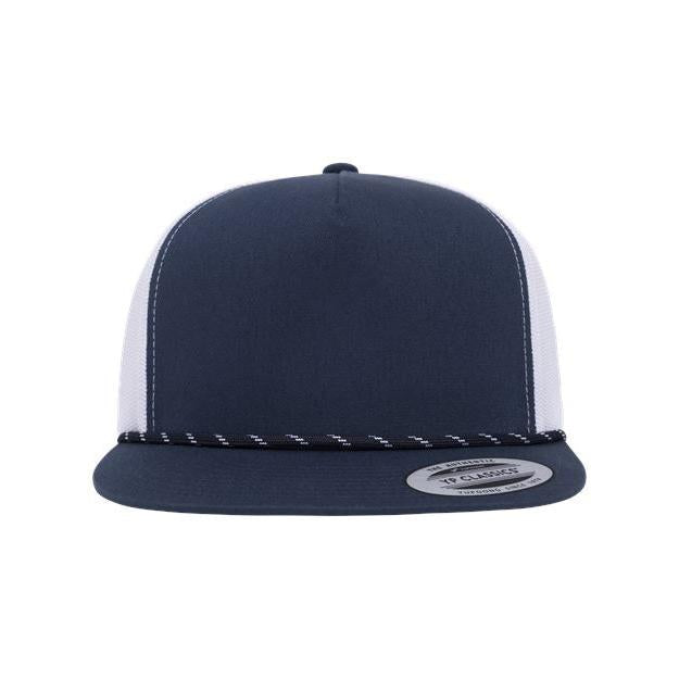 no-logo YP Classics Classic Five-Panel Trucker Rope Cap-YP Classics-Navy/ White-Adjustable-Thread Logic
