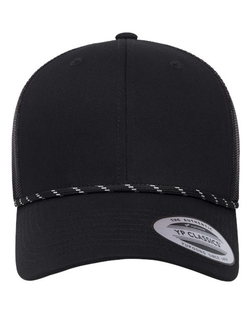 no-logo YP Classics Retro Trucker Rope Cap-YP Classics-Black-Adjustable-Thread Logic