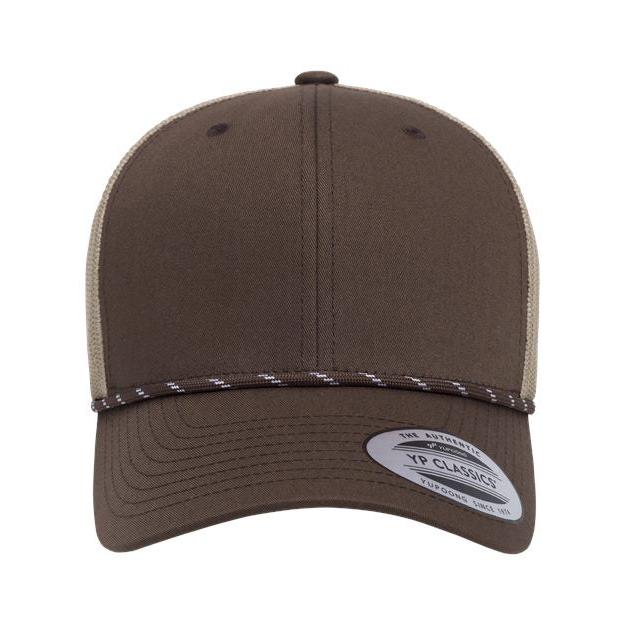 no-logo YP Classics Retro Trucker Rope Cap-YP Classics-Brown/ Khaki-Adjustable-Thread Logic