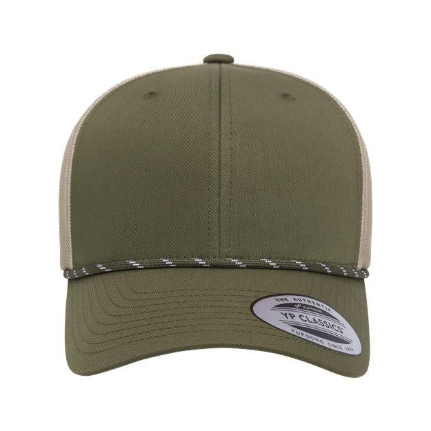 no-logo YP Classics Retro Trucker Rope Cap-YP Classics-Moss Green/ Khaki-Adjustable-Thread Logic