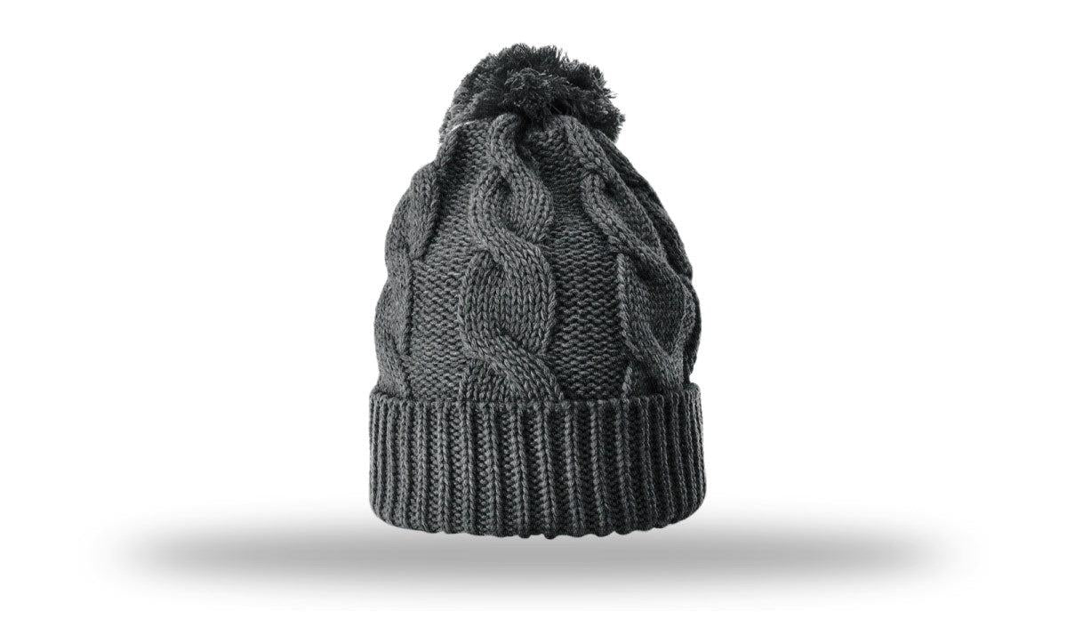 OUTLET-Richardson Chunk Twist Knit Beanie W/ Cuff & Pom