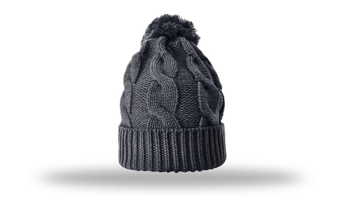 OUTLET-Richardson Chunk Twist Knit Beanie W/ Cuff & Pom