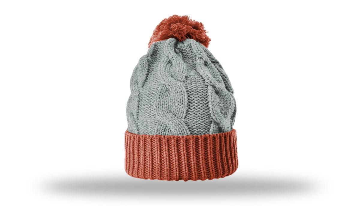 OUTLET-Richardson Chunk Twist Knit Beanie W/ Cuff & Pom