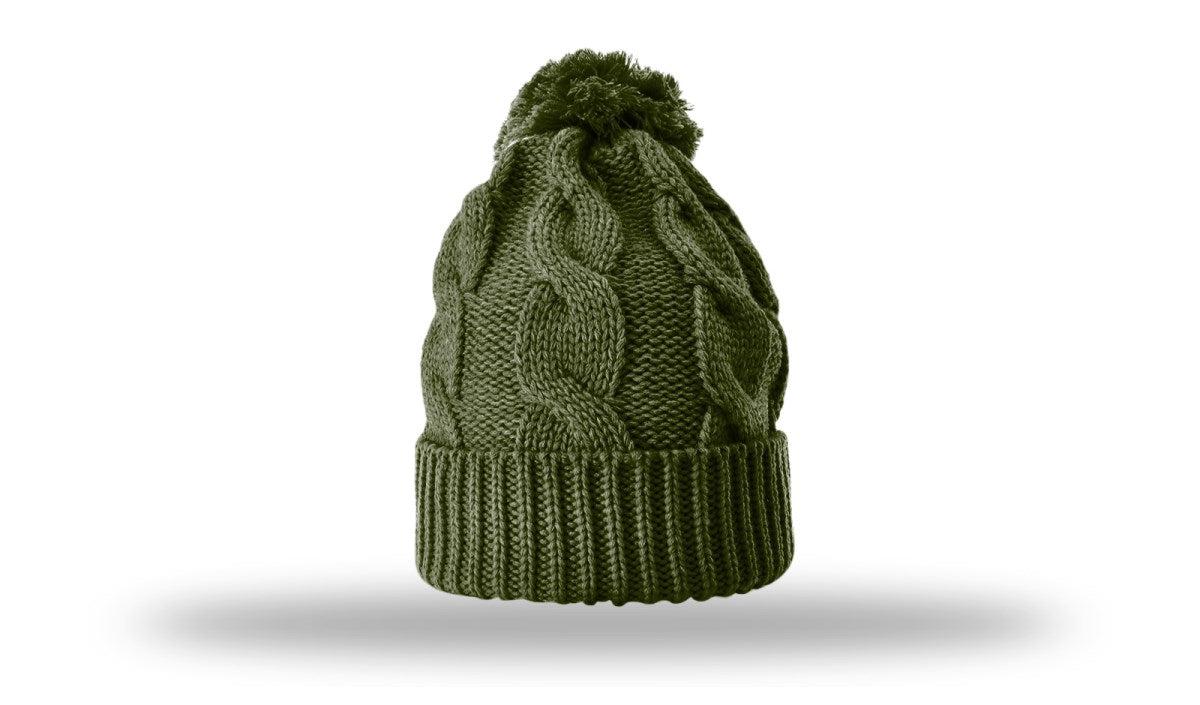 OUTLET-Richardson Chunk Twist Knit Beanie W/ Cuff & Pom