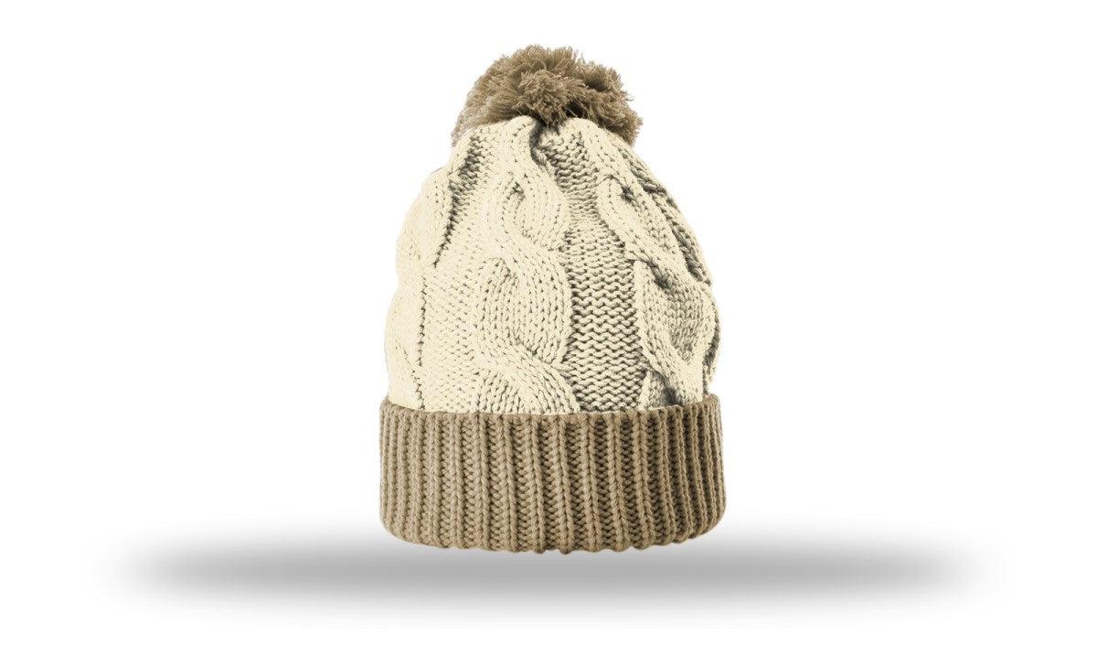 OUTLET-Richardson Chunk Twist Knit Beanie W/ Cuff & Pom