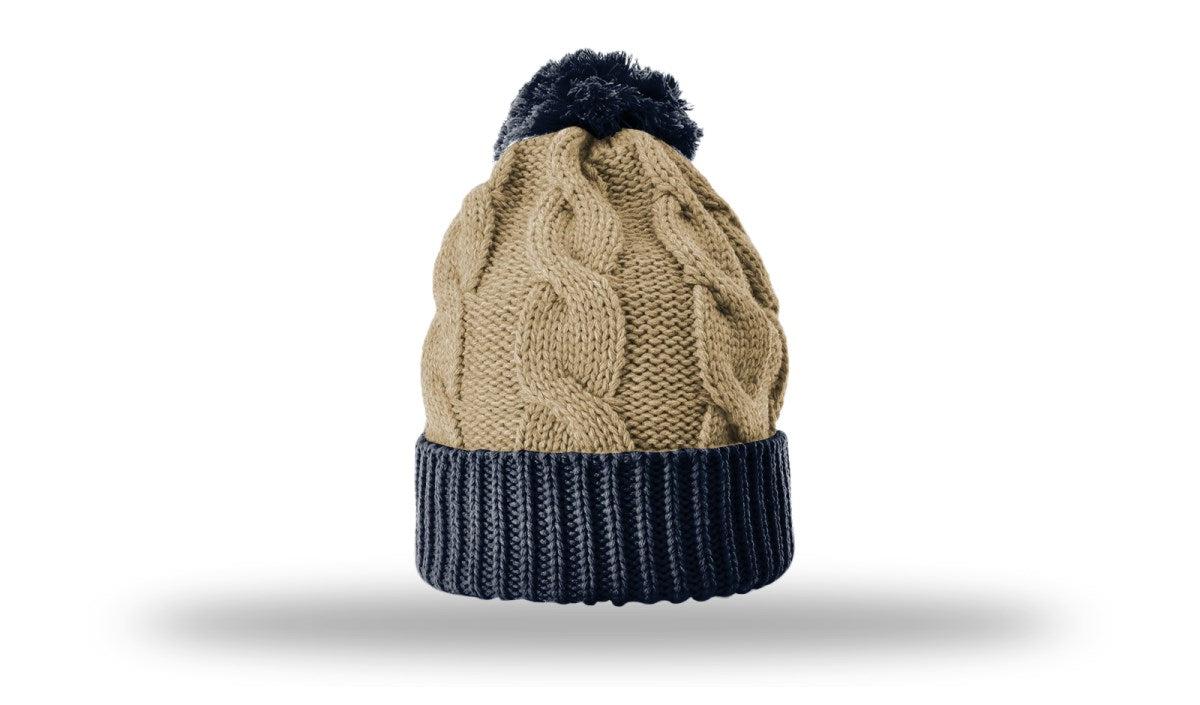 OUTLET-Richardson Chunk Twist Knit Beanie W/ Cuff & Pom