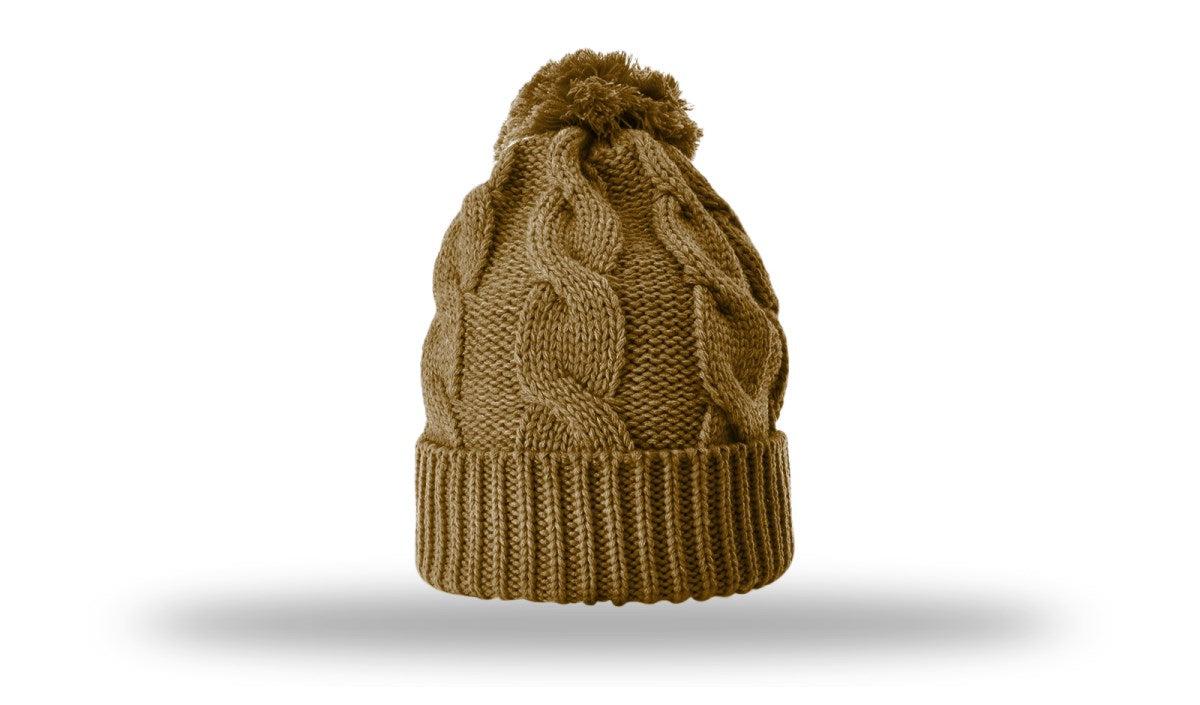 OUTLET-Richardson Chunk Twist Knit Beanie W/ Cuff & Pom