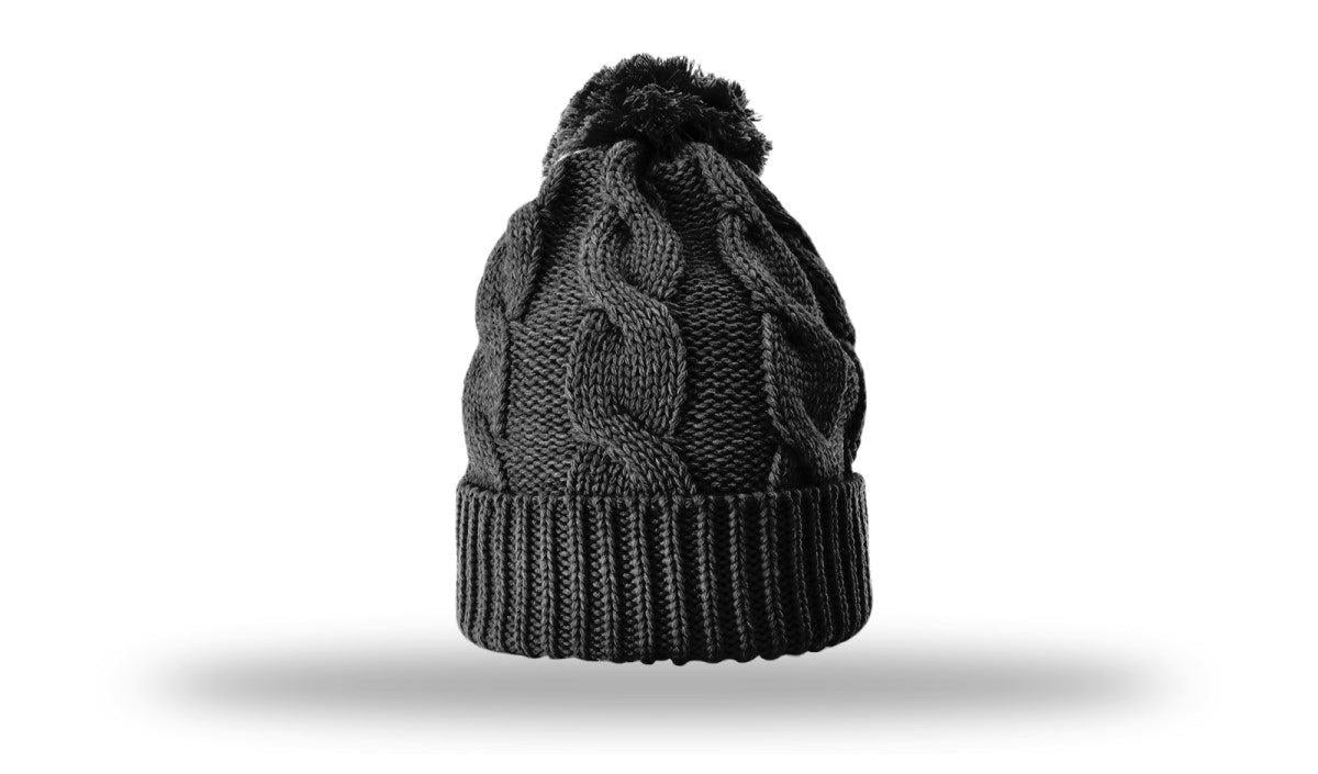 OUTLET-Richardson Chunk Twist Knit Beanie W/ Cuff & Pom