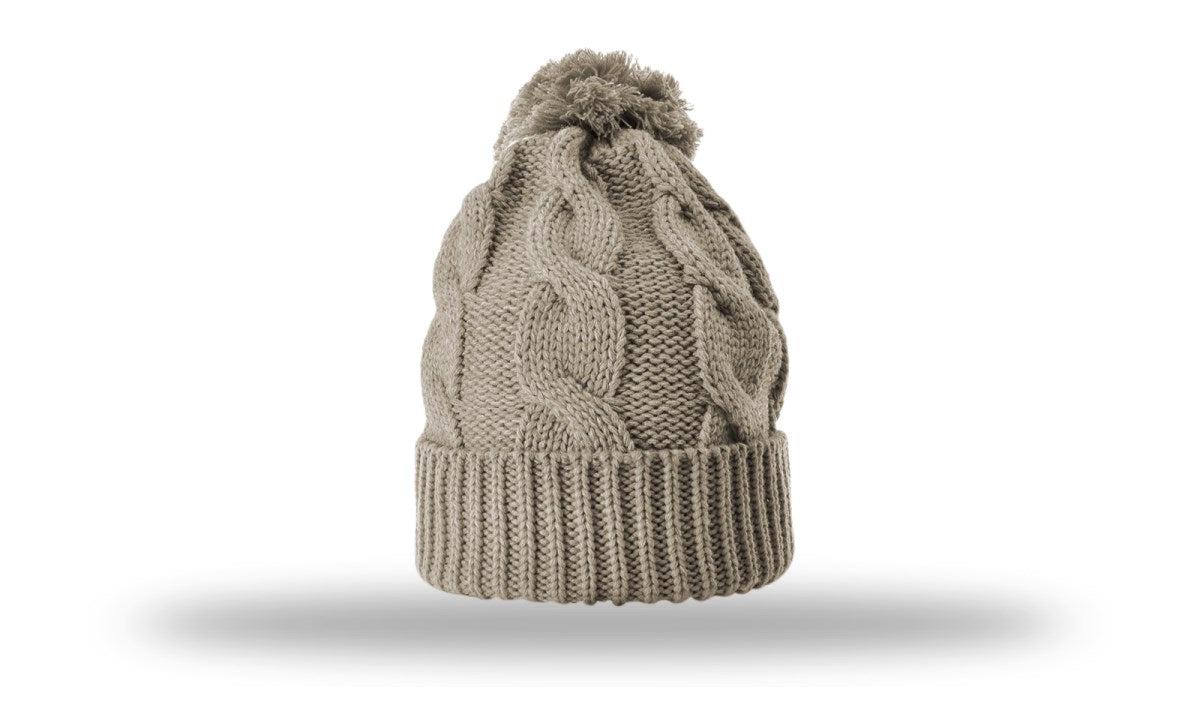OUTLET-Richardson Chunk Twist Knit Beanie W/ Cuff & Pom